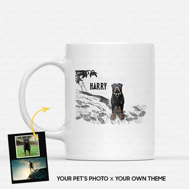 Personalized Dog Gift Idea - Funny Super Hero Line Art For Dog Lovers - White Mug
